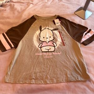 Sanrio pochacco Brown and Pink Short Sleeve Tee